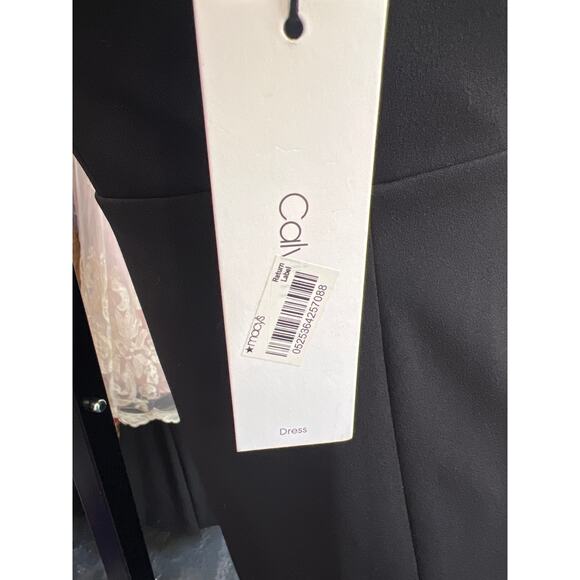 NWT Calvin Klein Fold Over Off The Shoulder Sheath Dress Women's 4 Black White - Picture 4 of 6